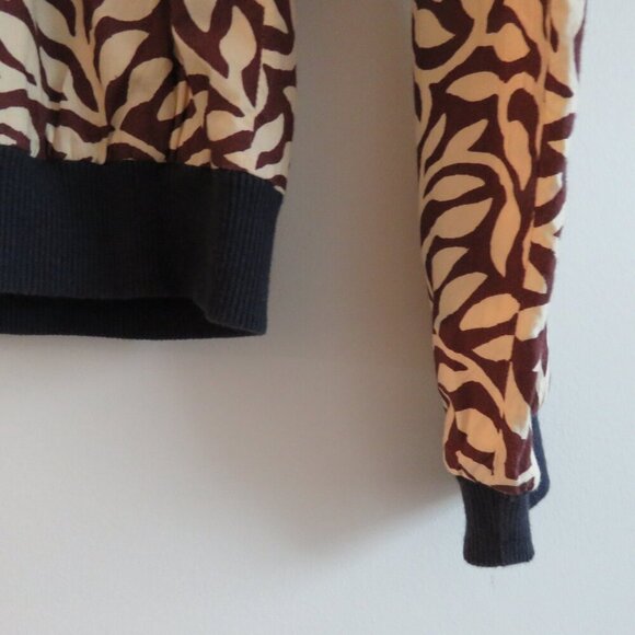 SOEUR Leaf Printed Cotton Bomber Chore Jacket Abstract Minimalist Sz 36 / US S - Picture 6 of 16